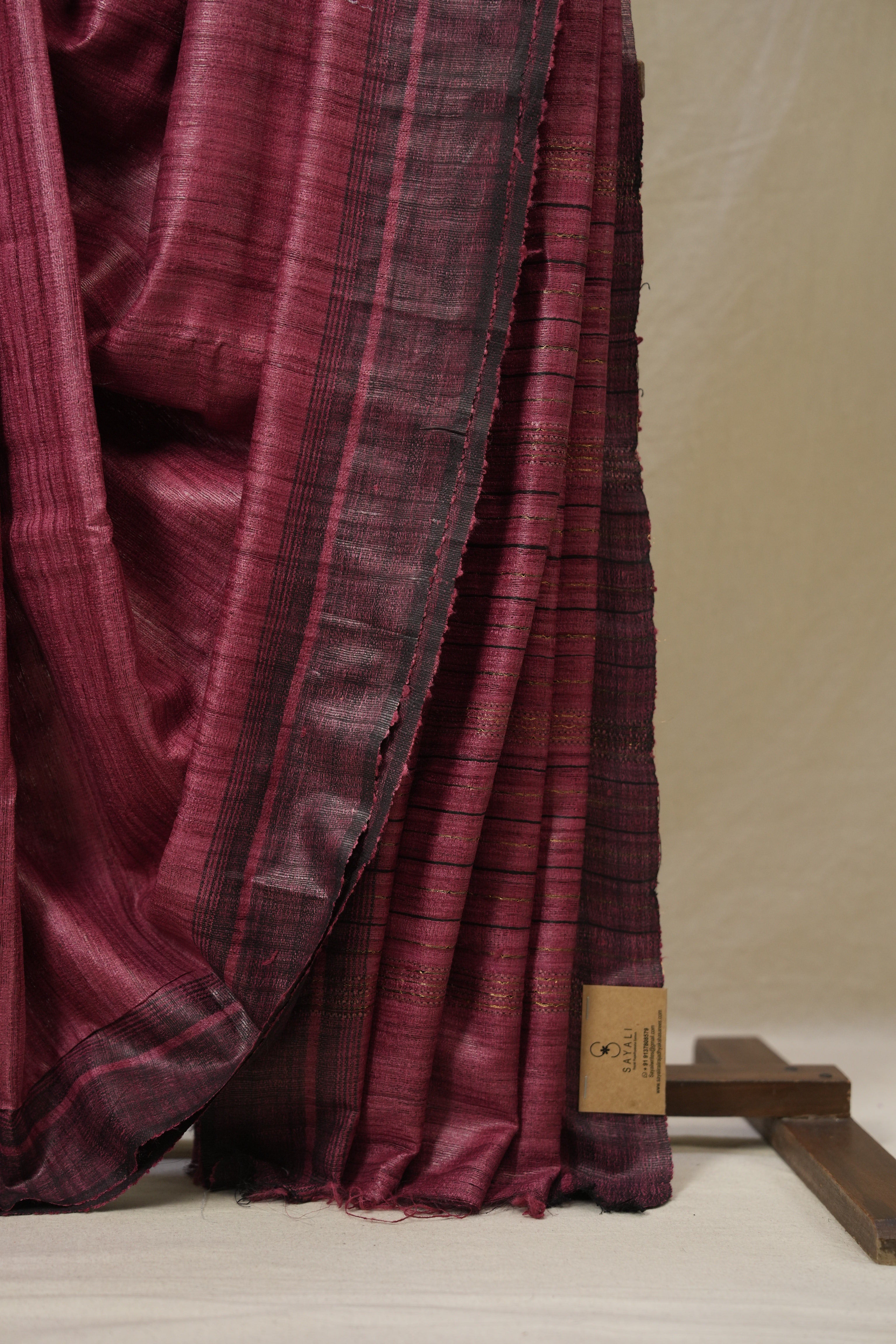 Plum Tussar Silk Saree - SRPTSS1852
