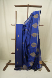 Navy Blue Raw Silk Saree - SRNBRSS1083