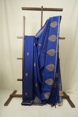 Navy Blue Raw Silk Saree - SRNBRSS1083