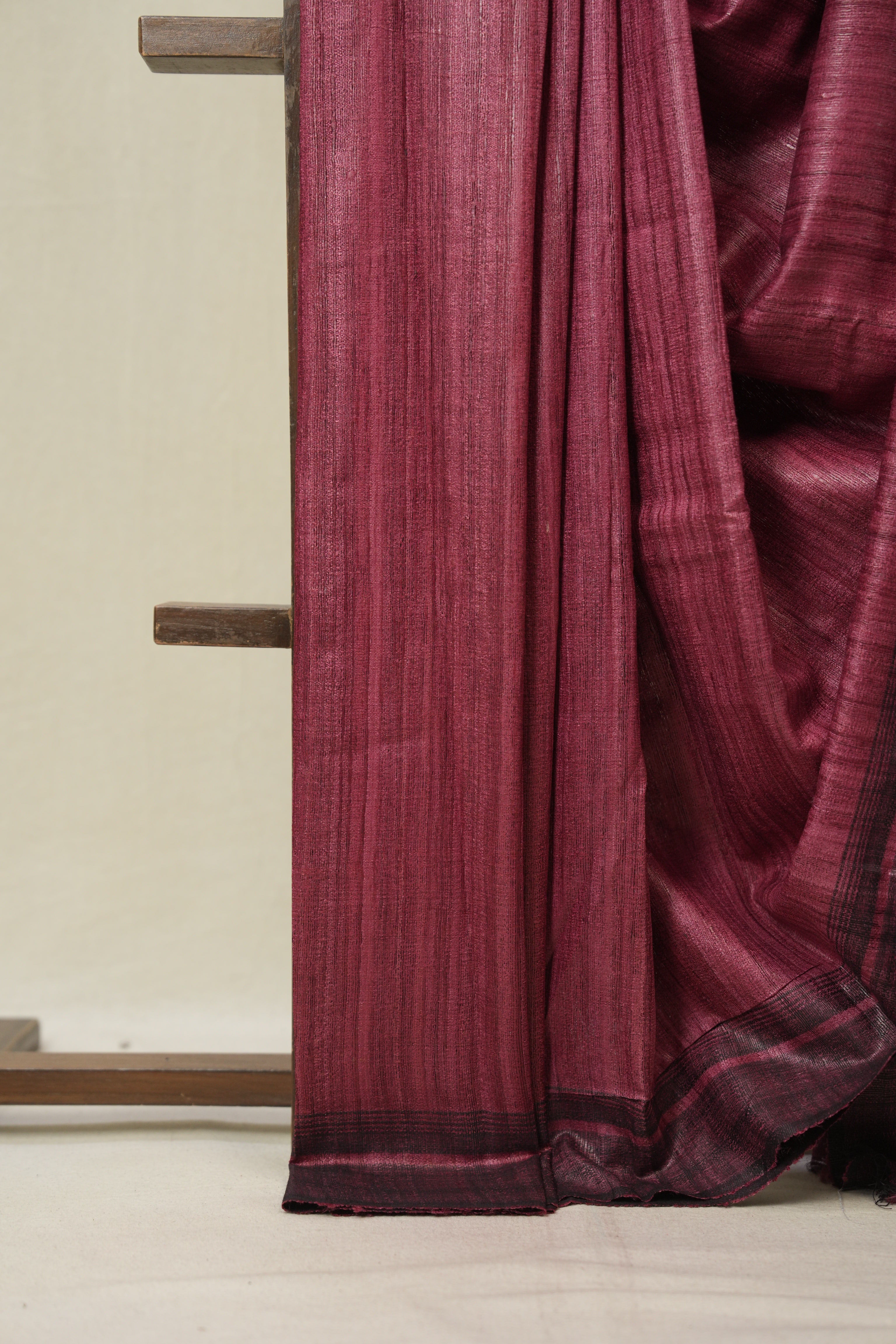 Plum Tussar Silk Saree - SRPTSS1852