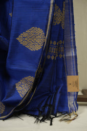Navy Blue Raw Silk Saree - SRNBRSS1083