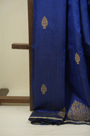 Navy Blue Raw Silk Saree - SRNBRSS1083