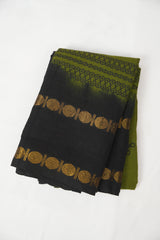 Mehendi Green Black Sungudi Cotton Saree - SRMGBSCS92