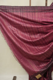 Plum Tussar Silk Saree - SRPTSS1852