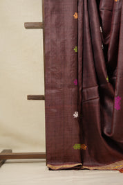 Brown Tussar Silk Saree - SRBTSS1550