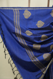 Navy Blue Raw Silk Saree - SRNBRSS1083