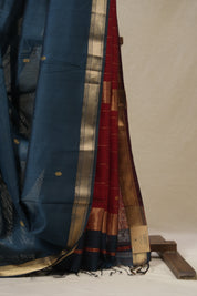 Teal Blue Maheshwari Saree - SRTBMS973