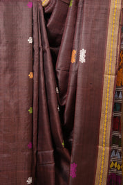 Brown Tussar Silk Saree - SRBTSS1550