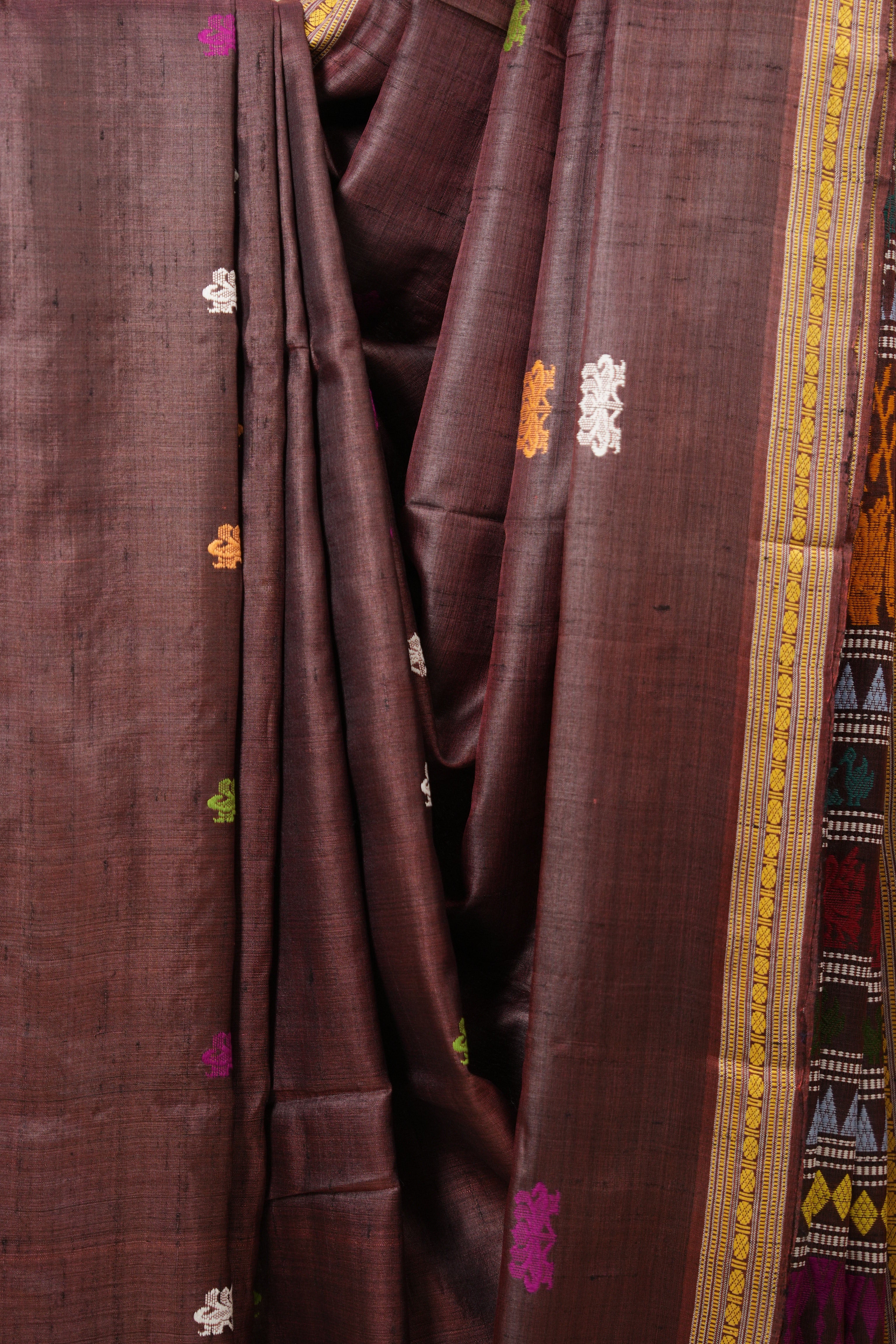 Brown Tussar Silk Saree - SRBTSS1550