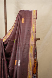 Brown Tussar Silk Saree - SRBTSS1550