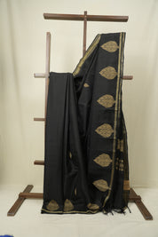 Black Raw Silk Saree - SRBRSS1085