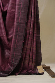 Magenta Tussar Silk Saree - SRMTSS1851