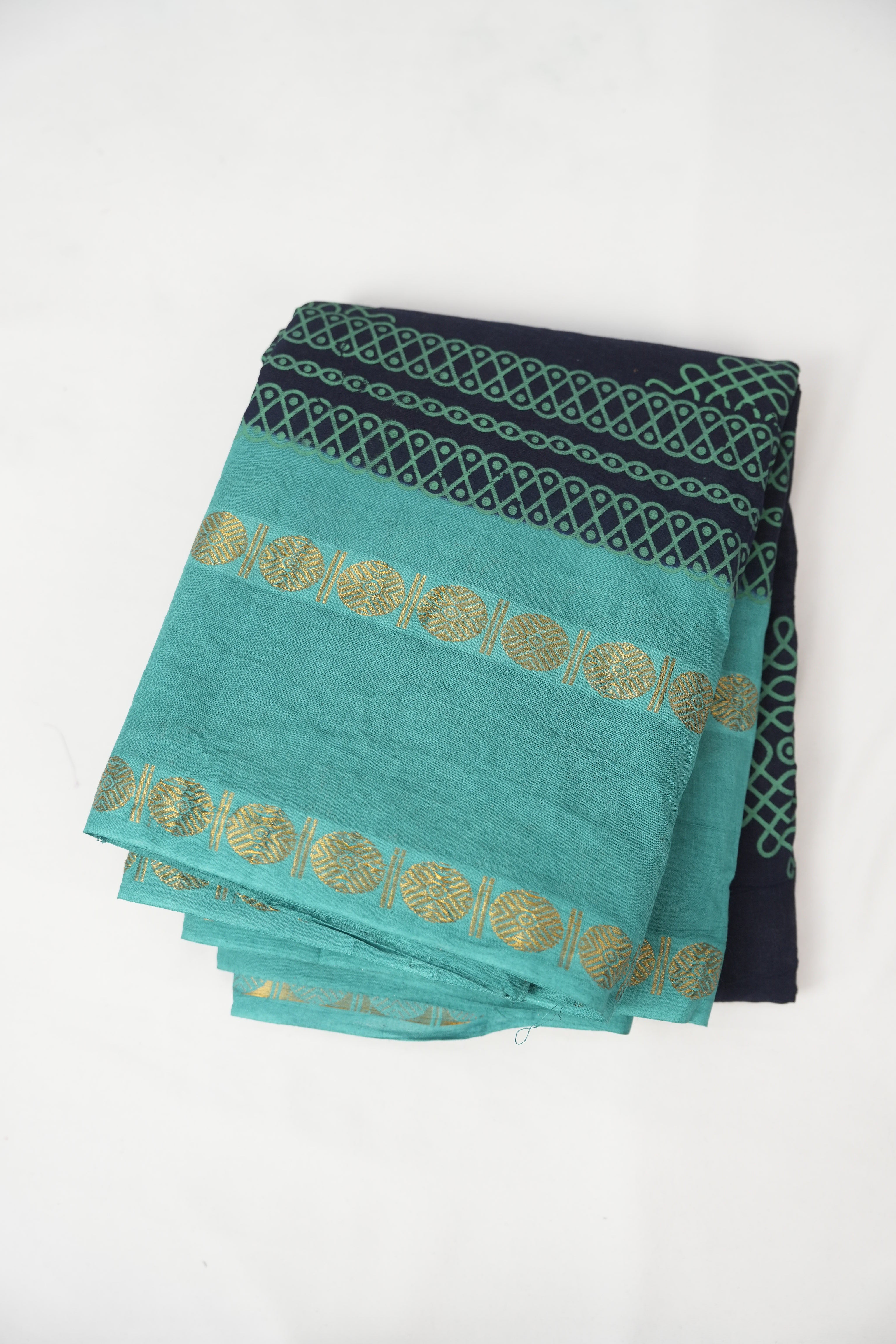 Dark Navy Blue Sungudi Cotton Saree - SRDNBSCS86
