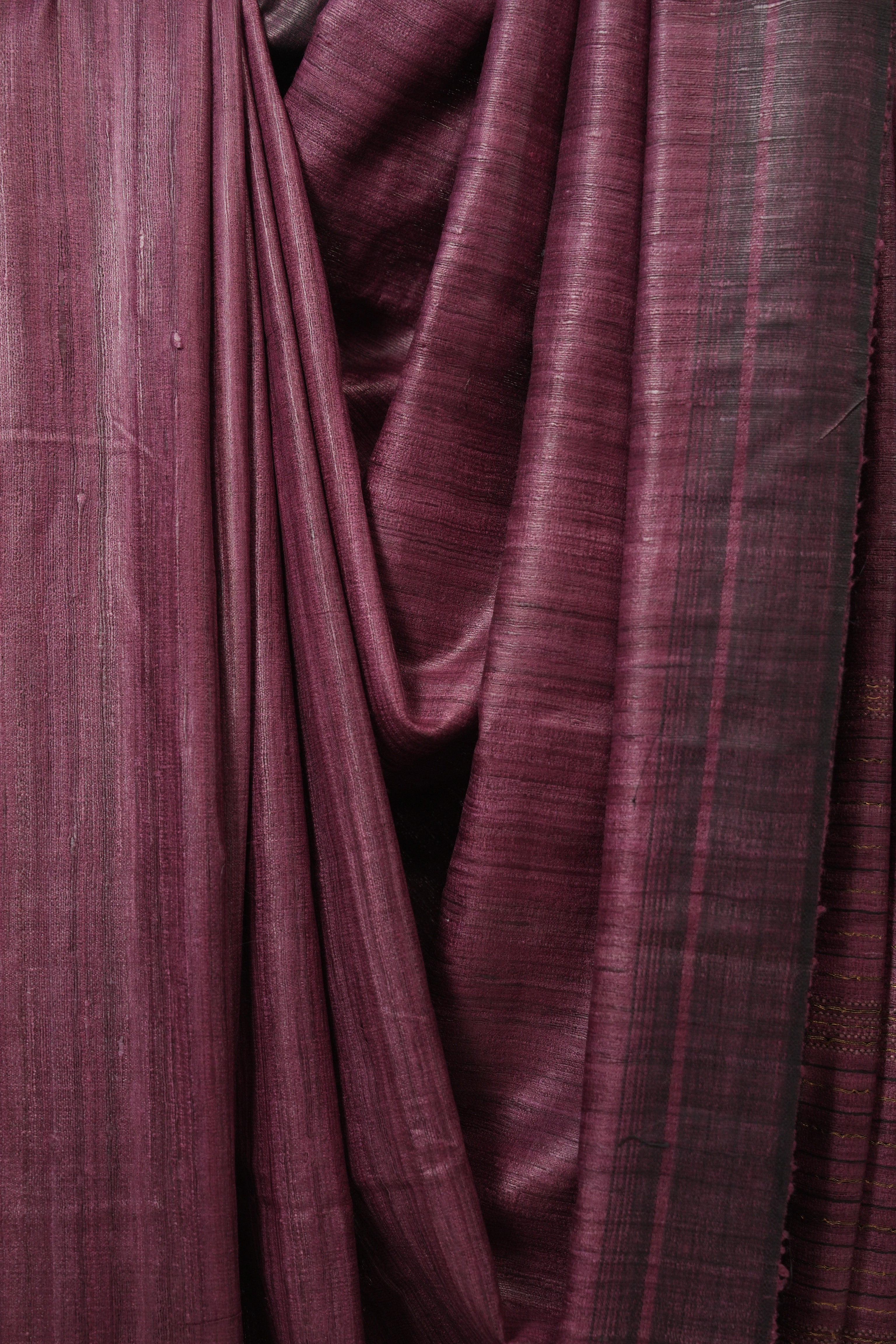 Magenta Tussar Silk Saree - SRMTSS1851
