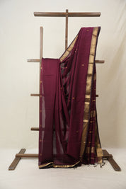 Maroon Maheshwari Saree - SRMMS975