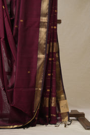 Maroon Maheshwari Saree - SRMMS975