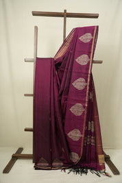 Magenta Raw Silk Saree - SRMRSS1084