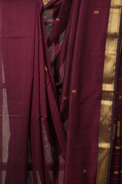 Maroon Maheshwari Saree - SRMMS975
