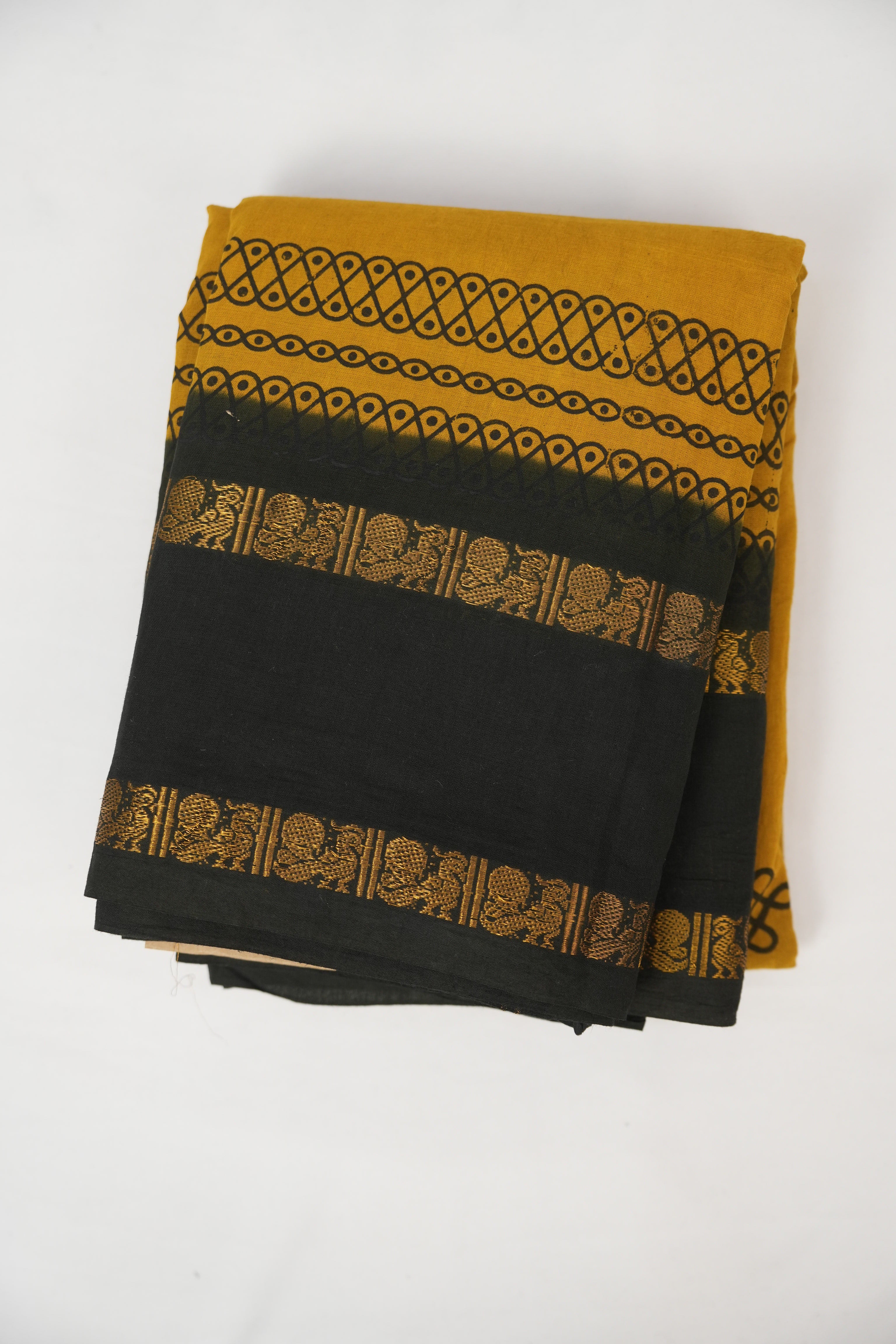 Mustard Gold Sungudi Cotton Saree - SRMGSCS93