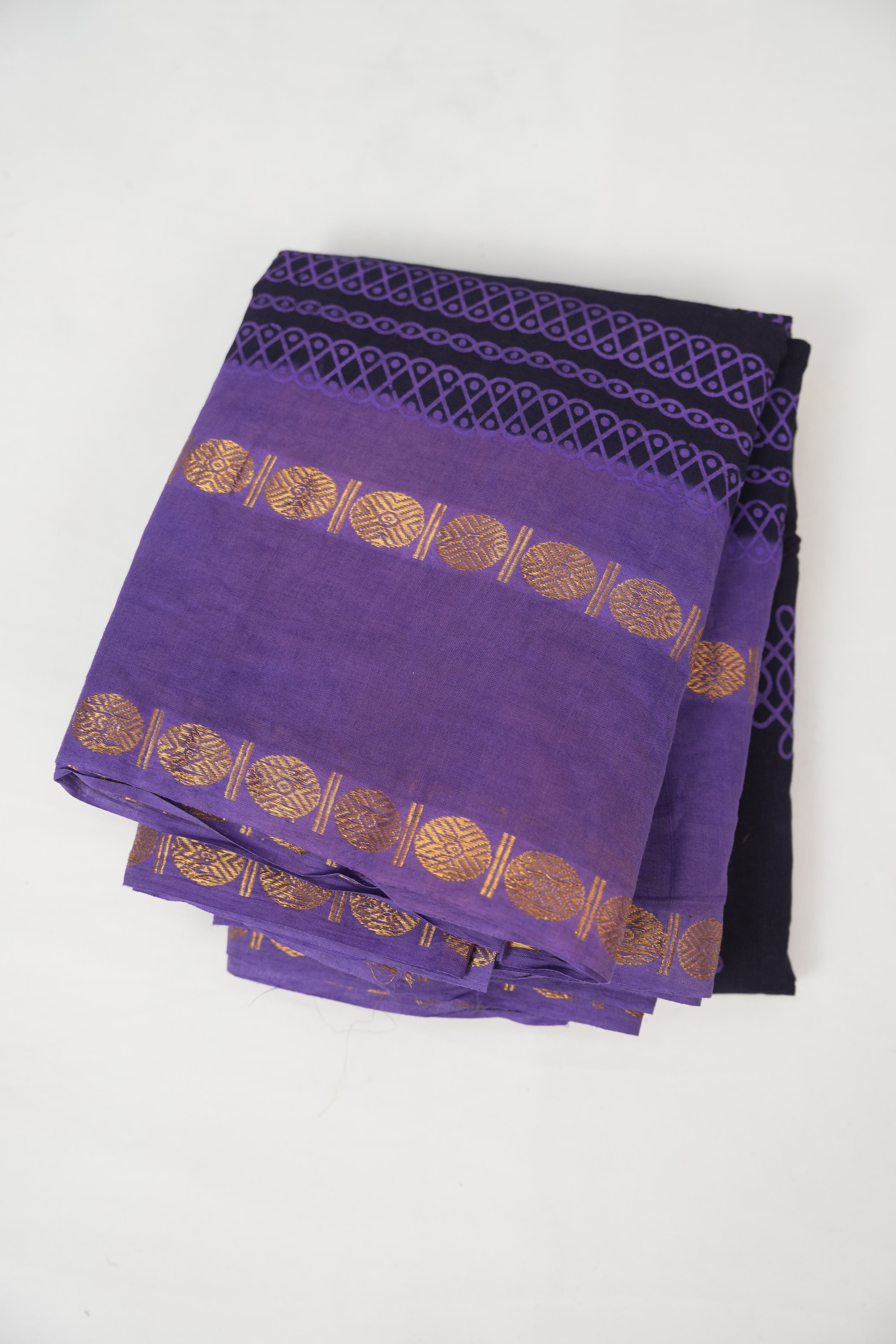 Dark Purple Black Sungudi Cotton Saree - SRDPBSCS97
