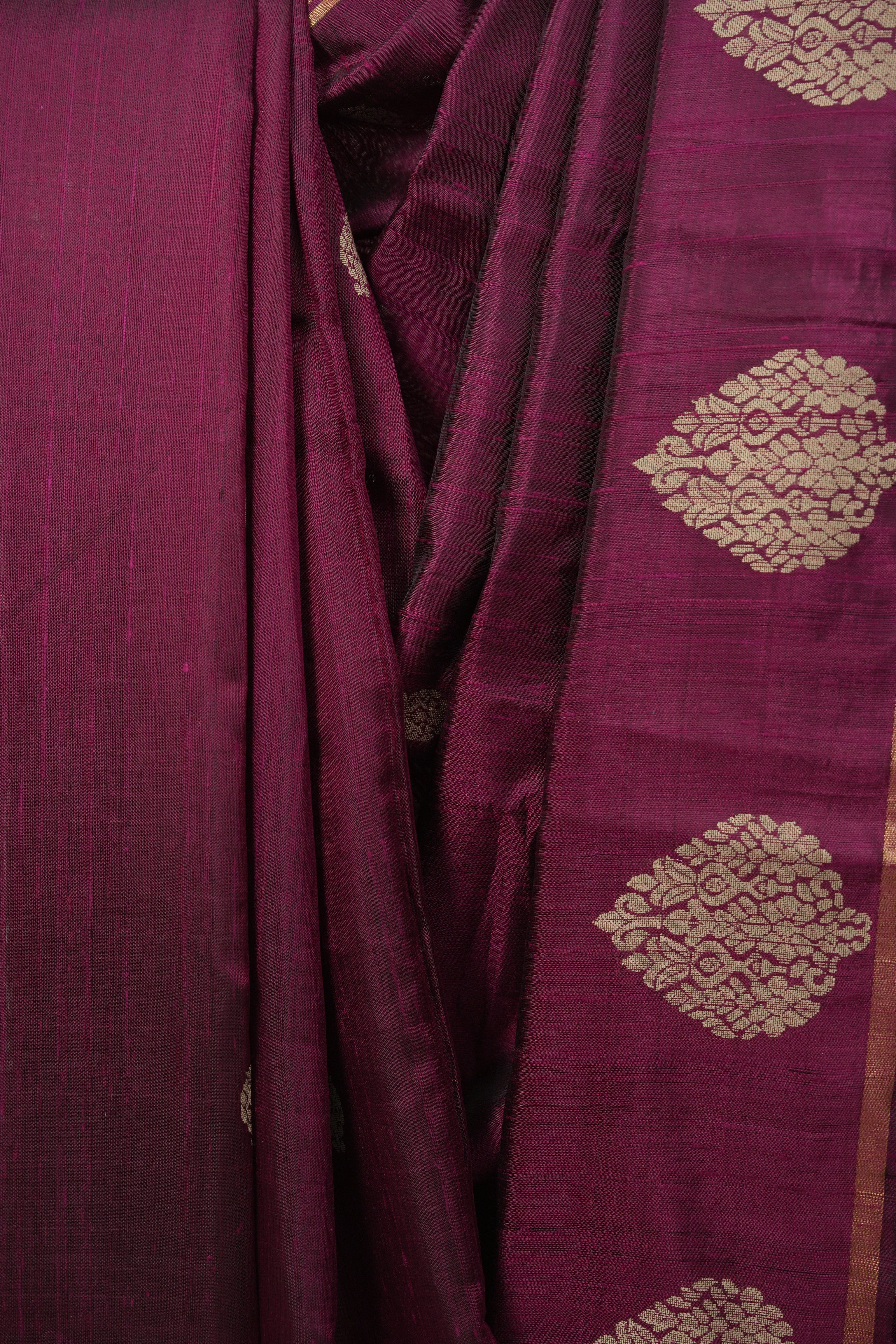 Magenta Raw Silk Saree - SRMRSS1084