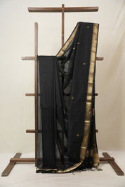 Black Maheshwari Saree - SRBMS972
