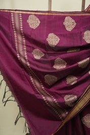 Magenta Raw Silk Saree - SRMRSS1084