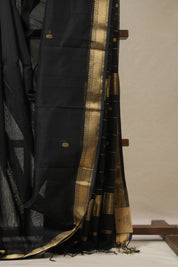 Black Maheshwari Saree - SRBMS972