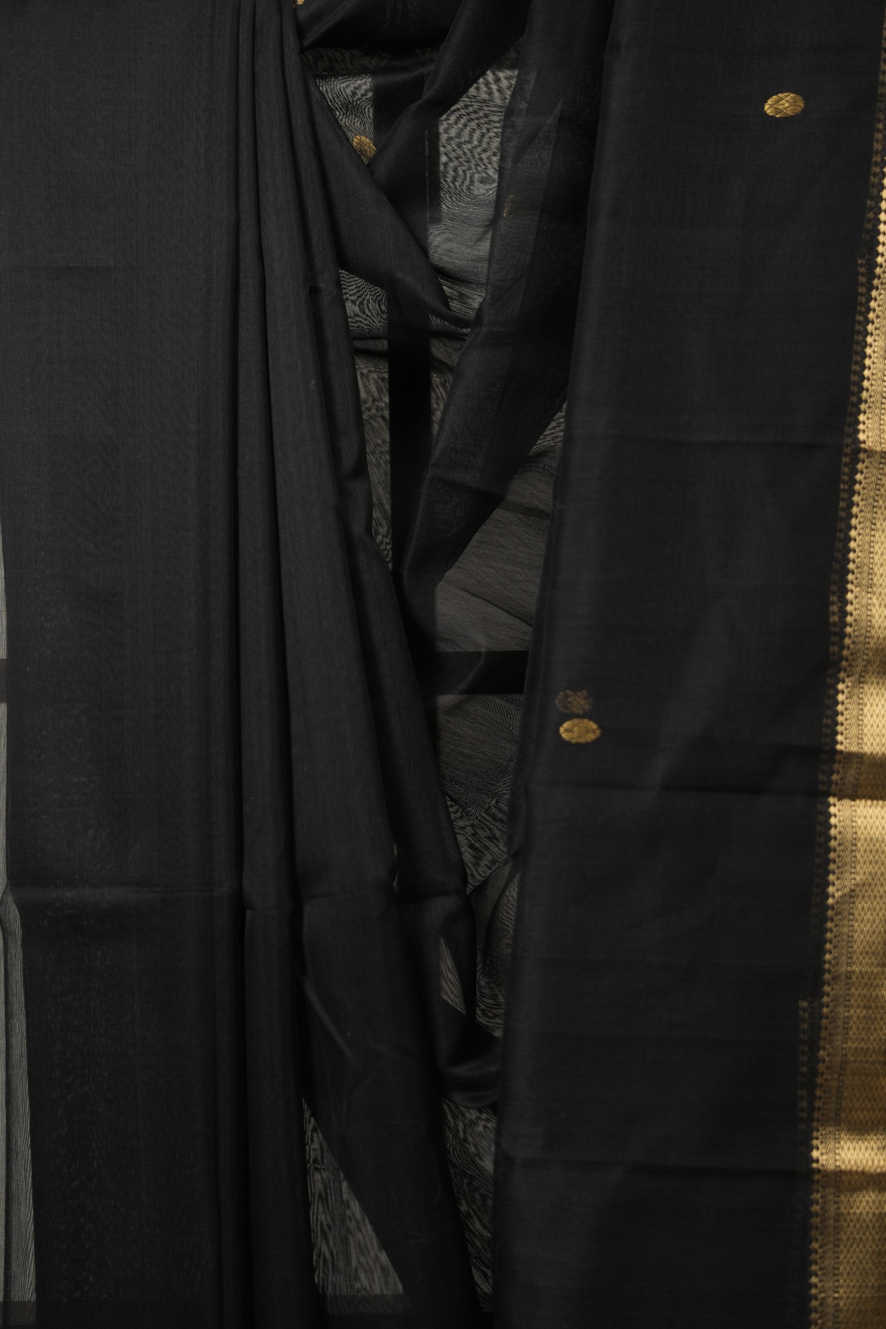 Black Maheshwari Saree - SRBMS972