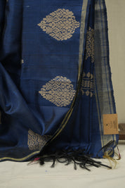 Teal Raw Silk Saree - SRTRSS1076