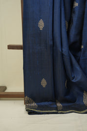 Teal Raw Silk Saree - SRTRSS1076
