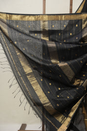 Black Maheshwari Saree - SRBMS972