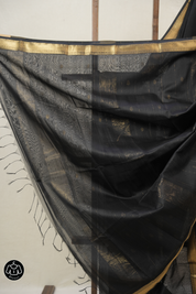 Black Maheshwari Saree - SRBMS972