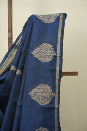 Teal Raw Silk Saree - SRTRSS1076