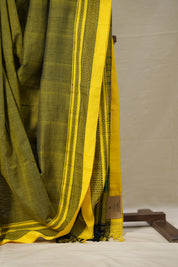 Yellow Black Plain Cotton Ilkal Saree  - SRYBCIS715