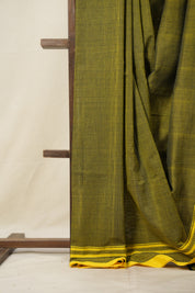 Yellow Black Plain Cotton Ilkal Saree  - SRYBCIS715