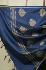 Teal Raw Silk Saree - SRTRSS1076