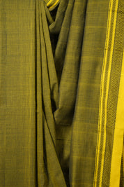 Yellow Black Plain Cotton Ilkal Saree  - SRYBCIS715