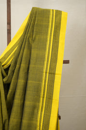 Yellow Black Plain Cotton Ilkal Saree  - SRYBCIS715