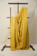 Golden Yellow Tussar Silk Saree (DEFECT) - SRGYTSS70- PI