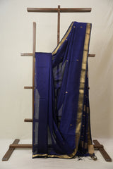 Midnight Blue Maheshwari Saree - SRMBMS970