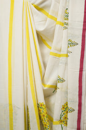 Off White HBP Signature Cotton Saree - SROWSCS26