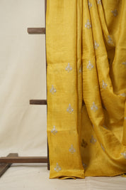 Golden Yellow Tussar Silk Saree (DEFECT) - SRGYTSS70- PI