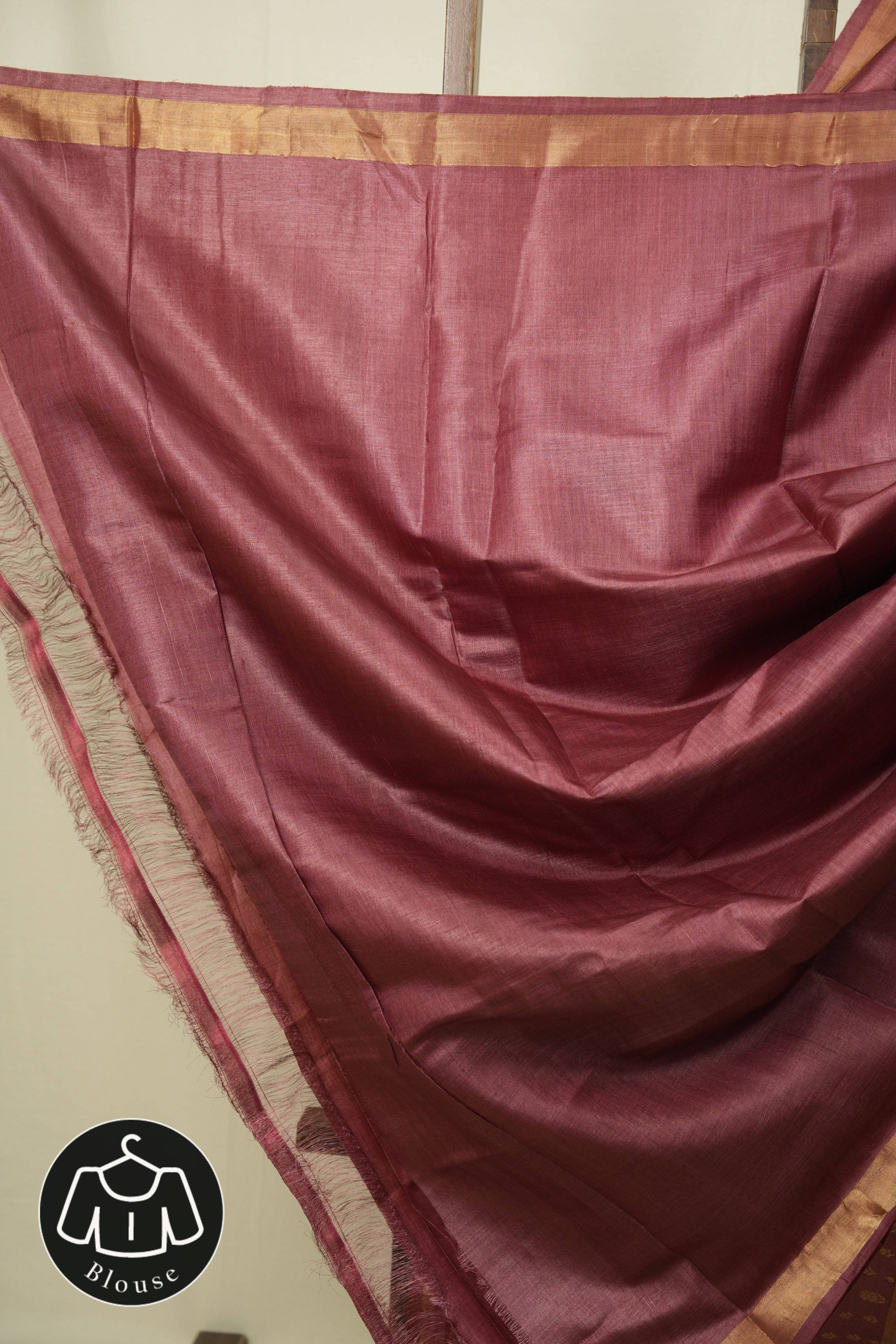 Dusty Pink Tussar Silk Saree - SRDPTSS1921