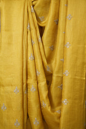 Golden Yellow Tussar Silk Saree (DEFECT) - SRGYTSS70- PI
