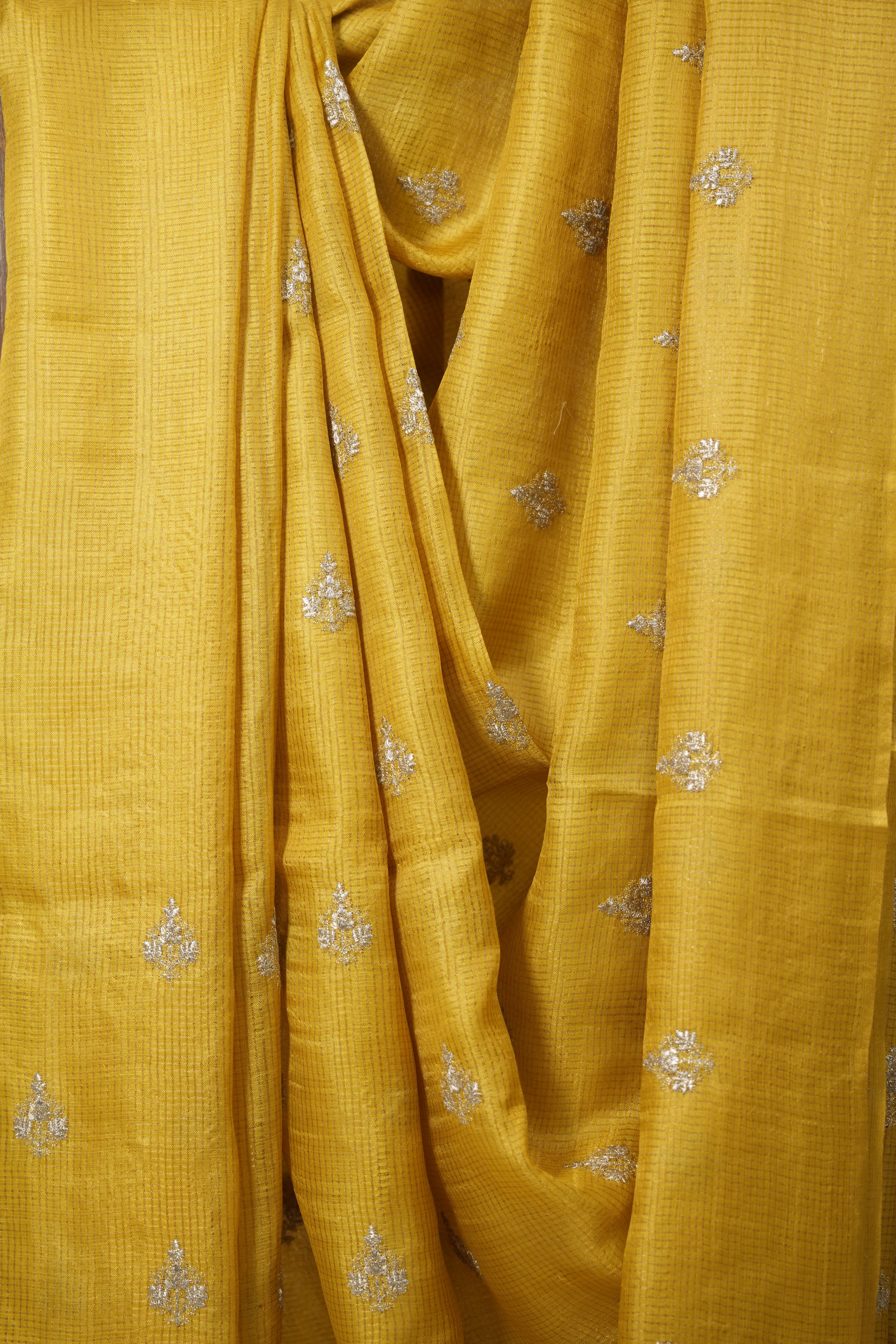 Golden Yellow Tussar Silk Saree (DEFECT) - SRGYTSS70- PI