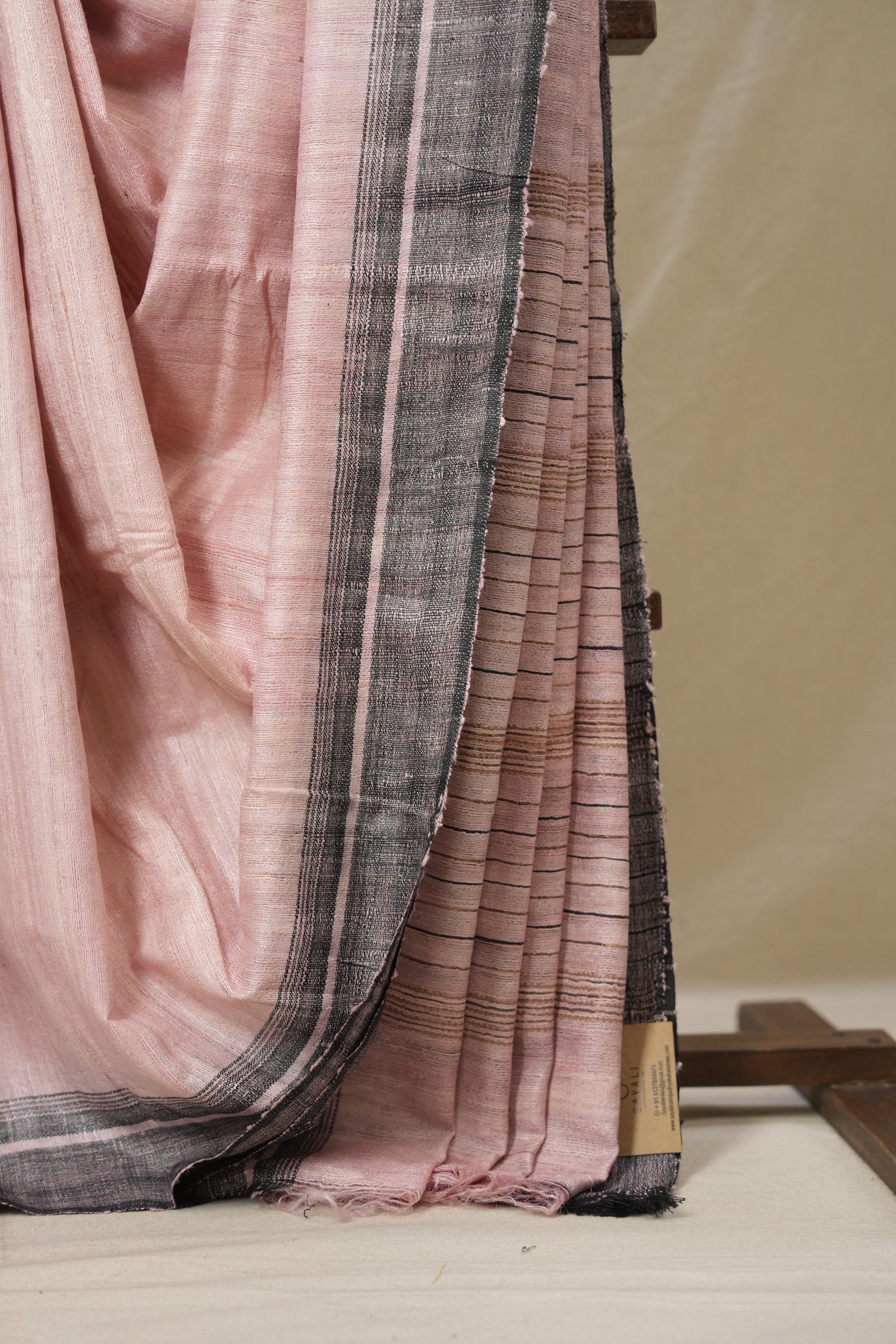 Baby Pink Tussar Silk Saree - SRBPTSS1856