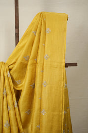 Golden Yellow Tussar Silk Saree (DEFECT) - SRGYTSS70- PI