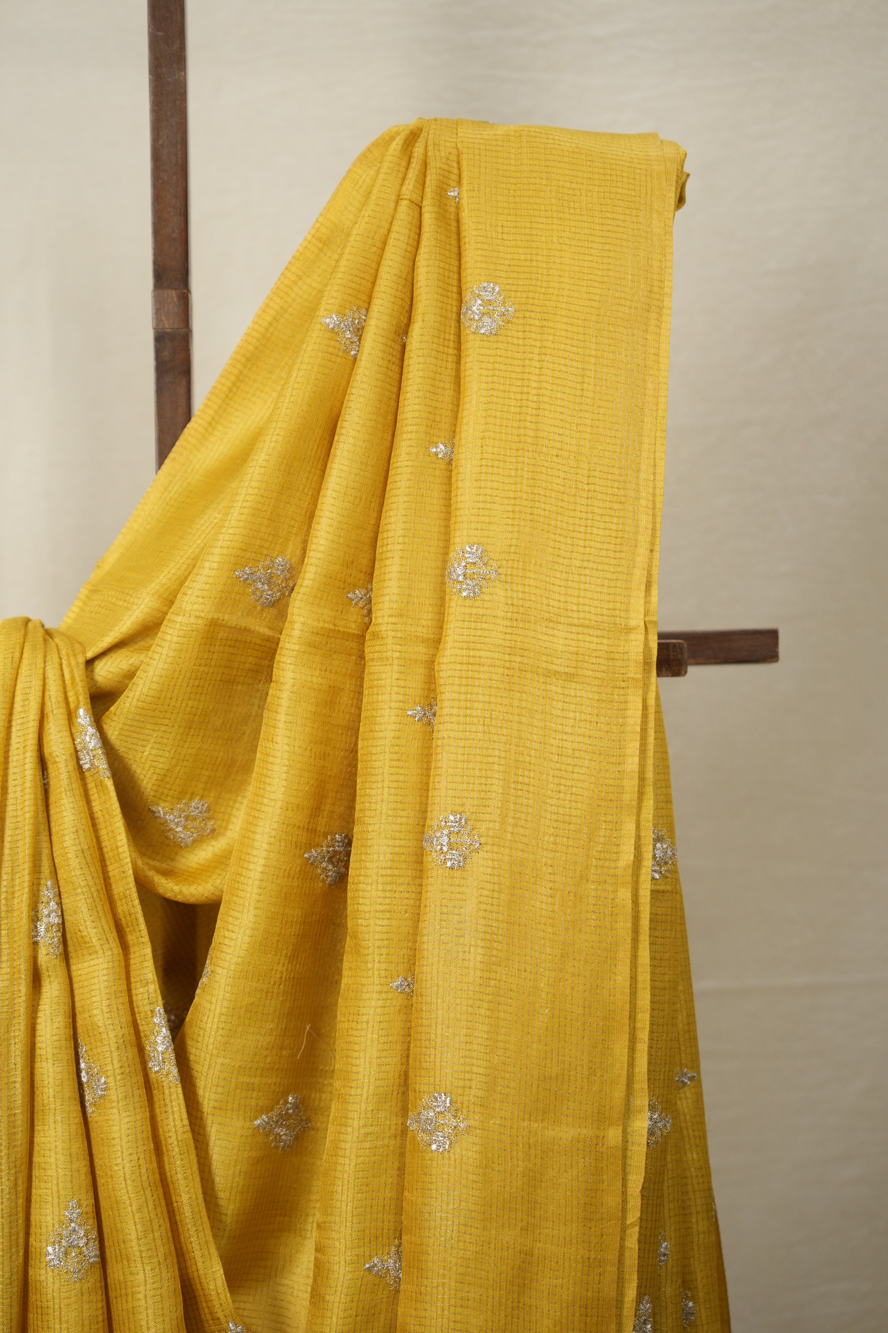Golden Yellow Tussar Silk Saree (DEFECT) - SRGYTSS70- PI