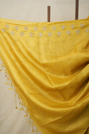 Golden Yellow Tussar Silk Saree (DEFECT) - SRGYTSS70- PI